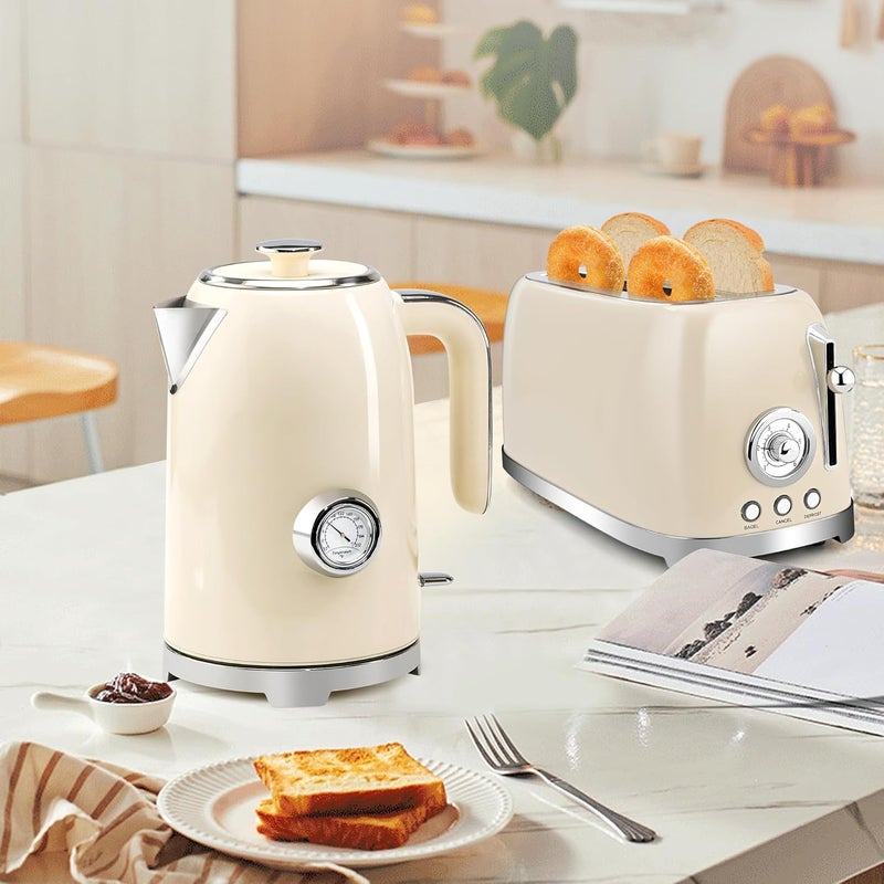 susteas Electric Kettle - 57oz Hot Tea Kettle Water Boiler with Thermometer, 1500W Fast Heating Stainless Steel Tea Pot, Cordless with LED Indicator, Auto Shut-Off & Boil Dry Protection, Beige - Image 5